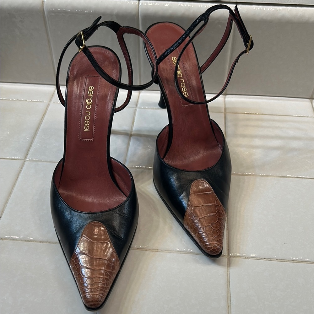 Sergio Rossi Black and Brown High Heeled Pumps